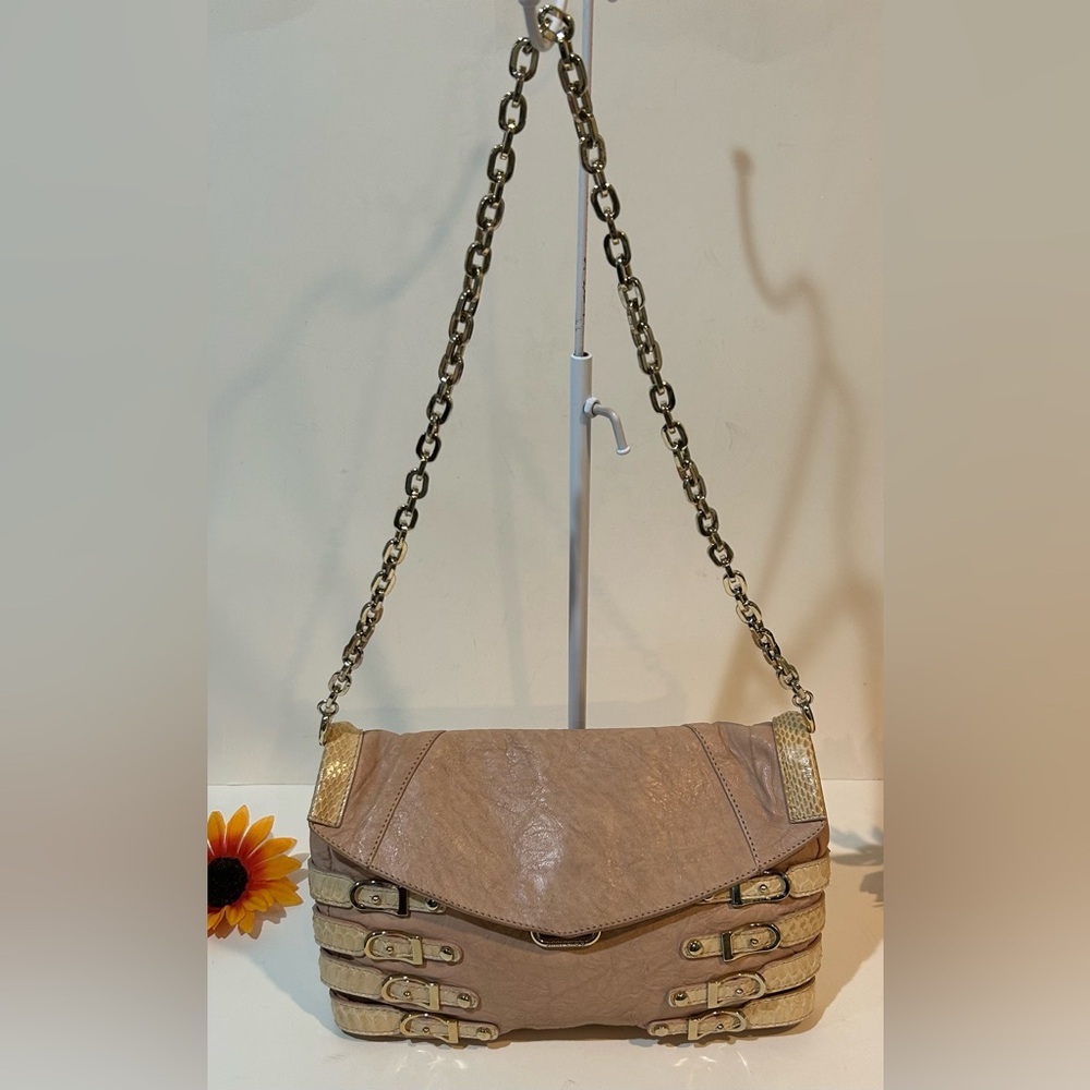 Jimmy Choo Brix Convertible Clutch Python Trim Le… - image 2